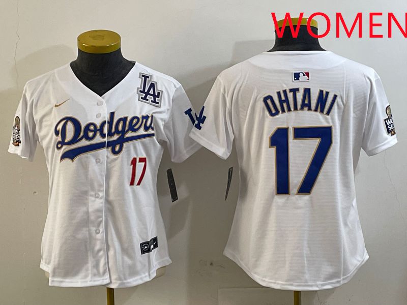 Women Los Angeles Dodgers #17 Ohtani White Gold Game 2025 Nike MLB Jersey style 4